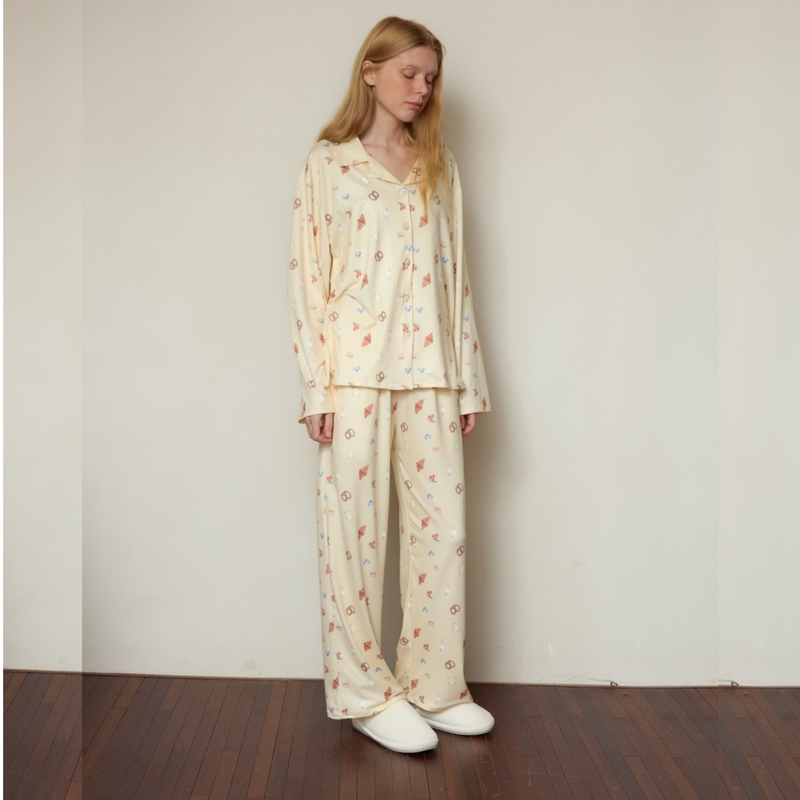 2025ss spring and summer printed pajamas set