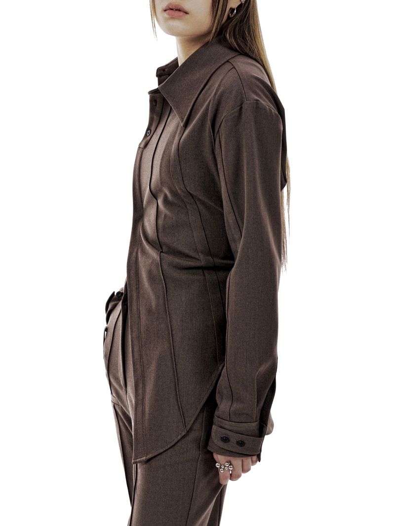 UNBALANCED BUTTON STRAP SHIRT