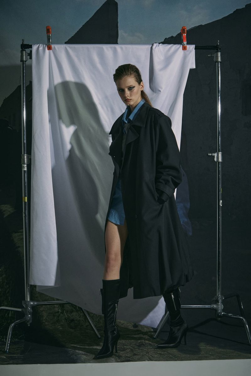 BALLOON TRENCH COAT -CHARCOAL