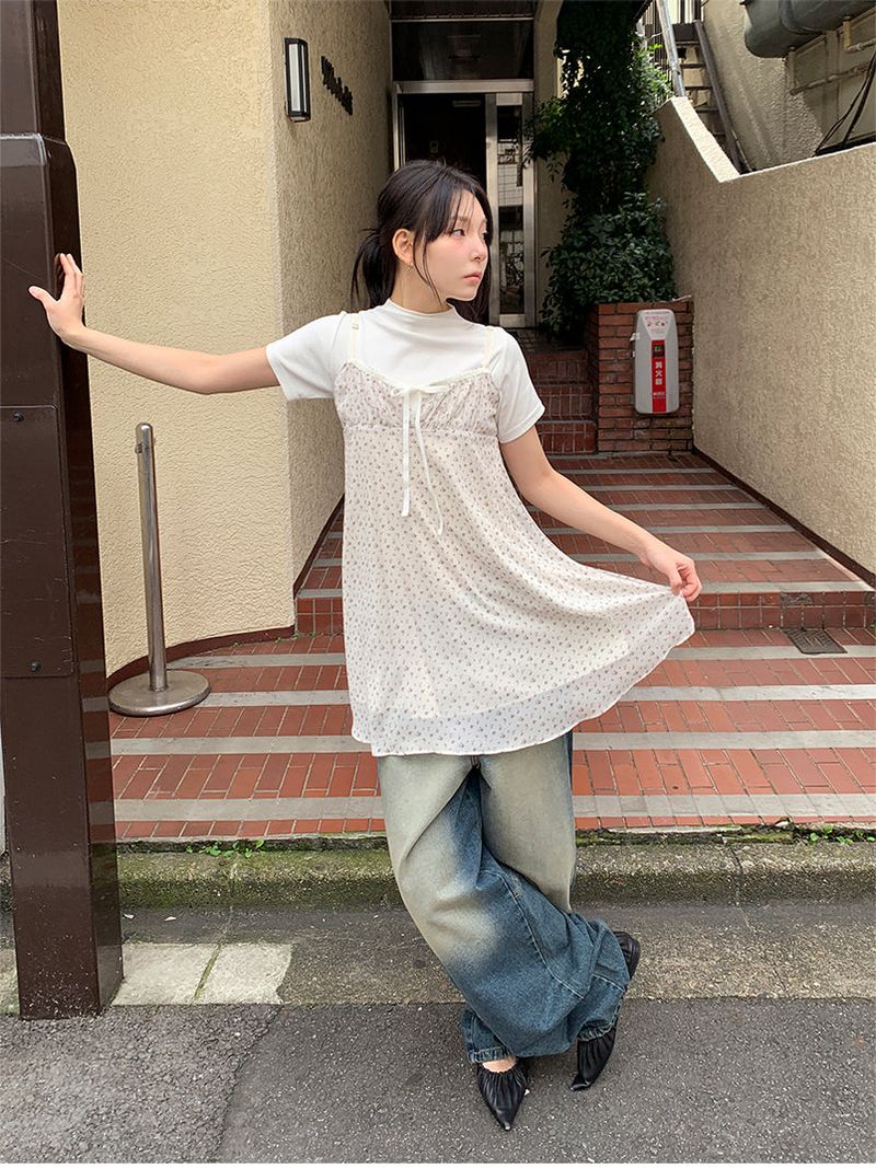 RIBBED HALF NECK TEE (4C)
