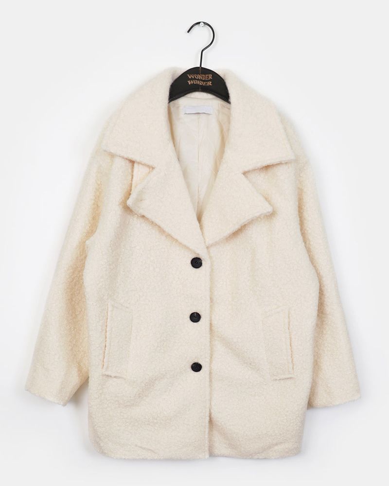 Avn Wool Hair Boucle Half Coat