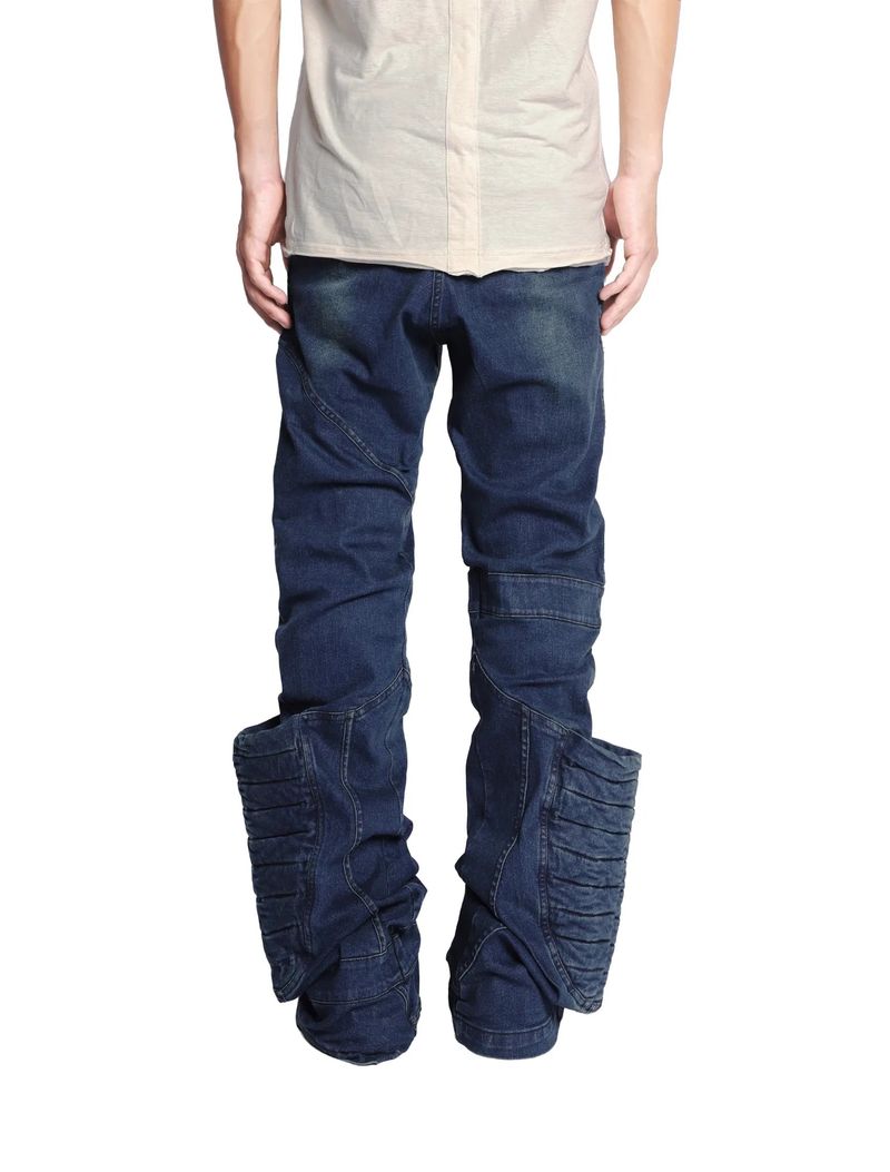 ELECTRO POCKET WAXED BLUE DENIM PANTS