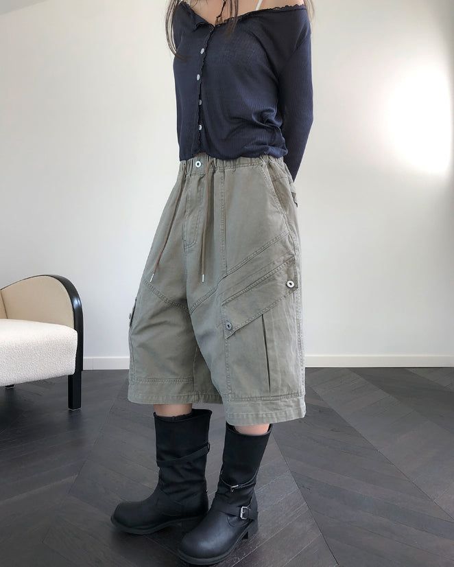 Two-Buckle Shirred Biker Boots