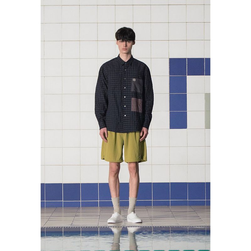 POCKET GINGHAM CHECK SHIRT / NAVY