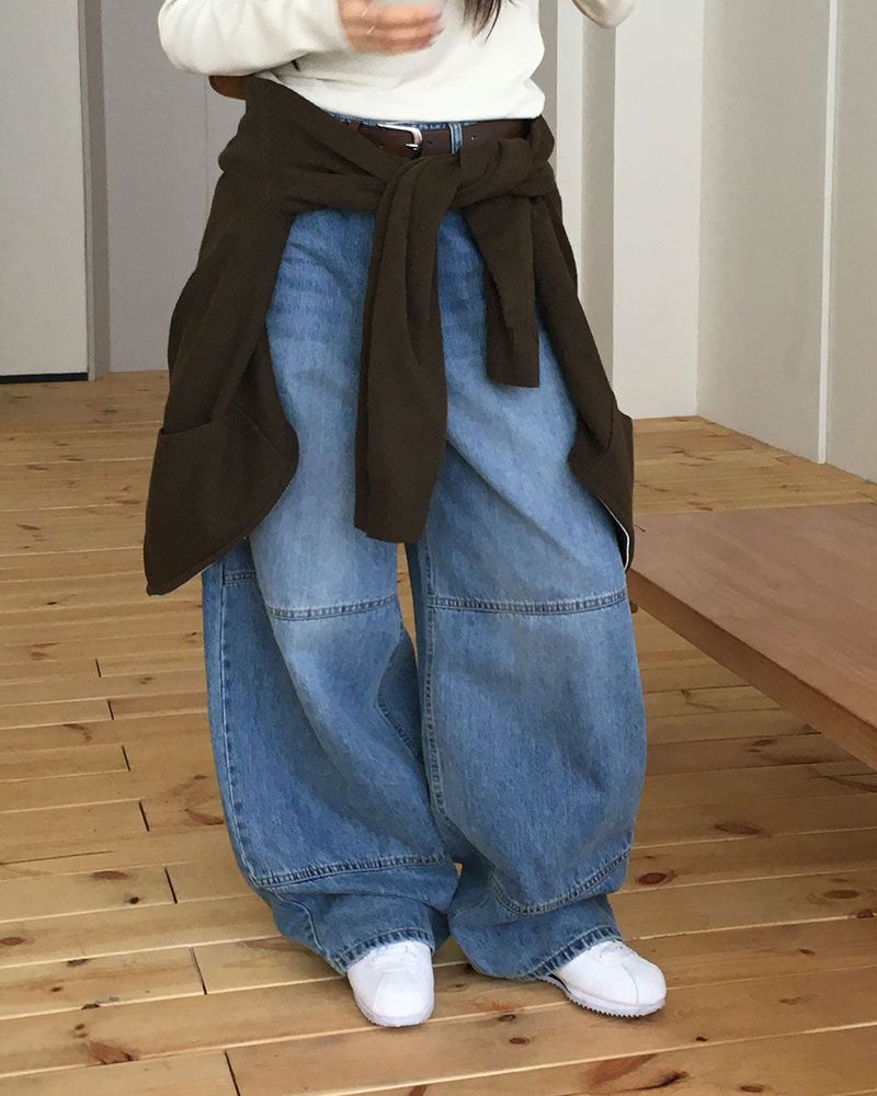 [ORIGINAL] Woolen Balloon Denim Wide Pants
