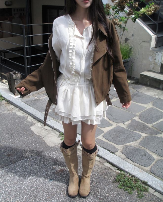 Senan Unbalance High-Neck Belted Jacket