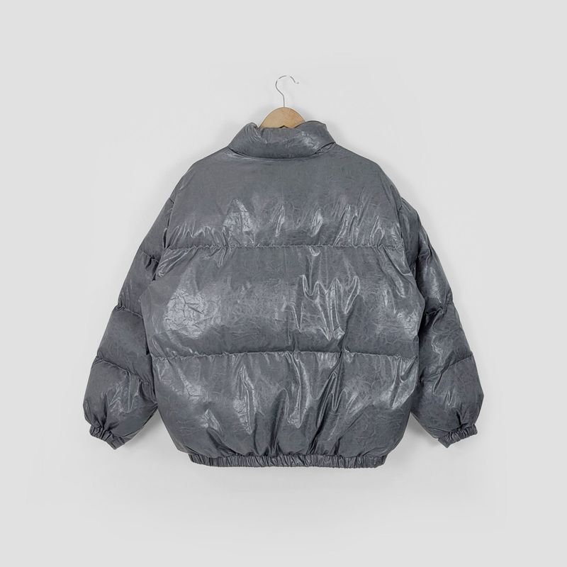 Cracked Nuptse Metallic Short Puffer Jacket