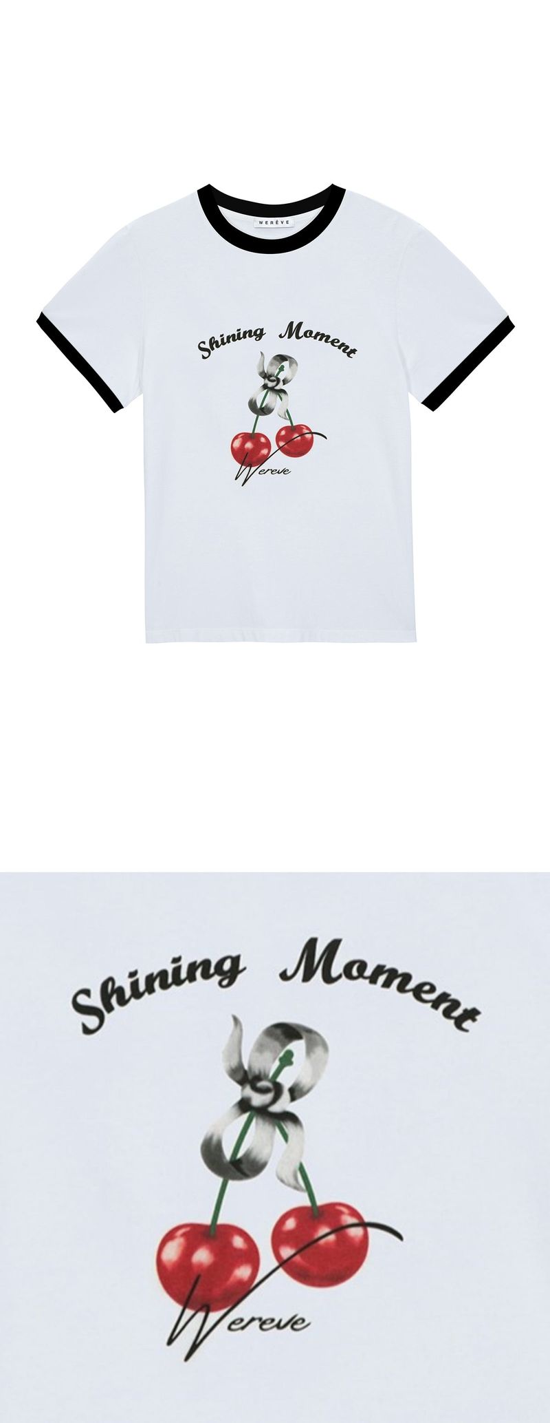 Cherry ringer t-shirt_white/black