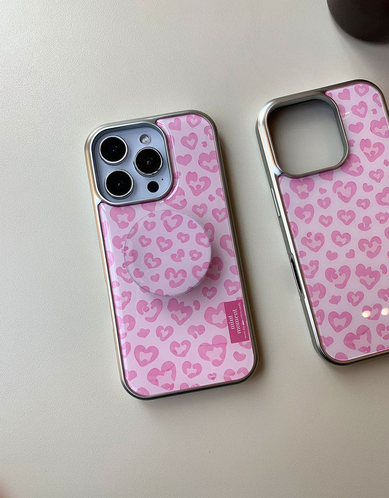 [MADE]スイートレオパード シルバーエポキシバンパー iPhoneケース
