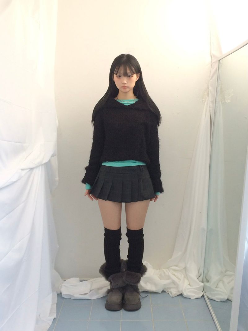 Shoulder collar loose knitwear