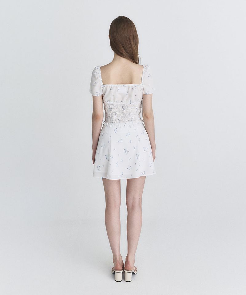 Floral puff blouse (White)