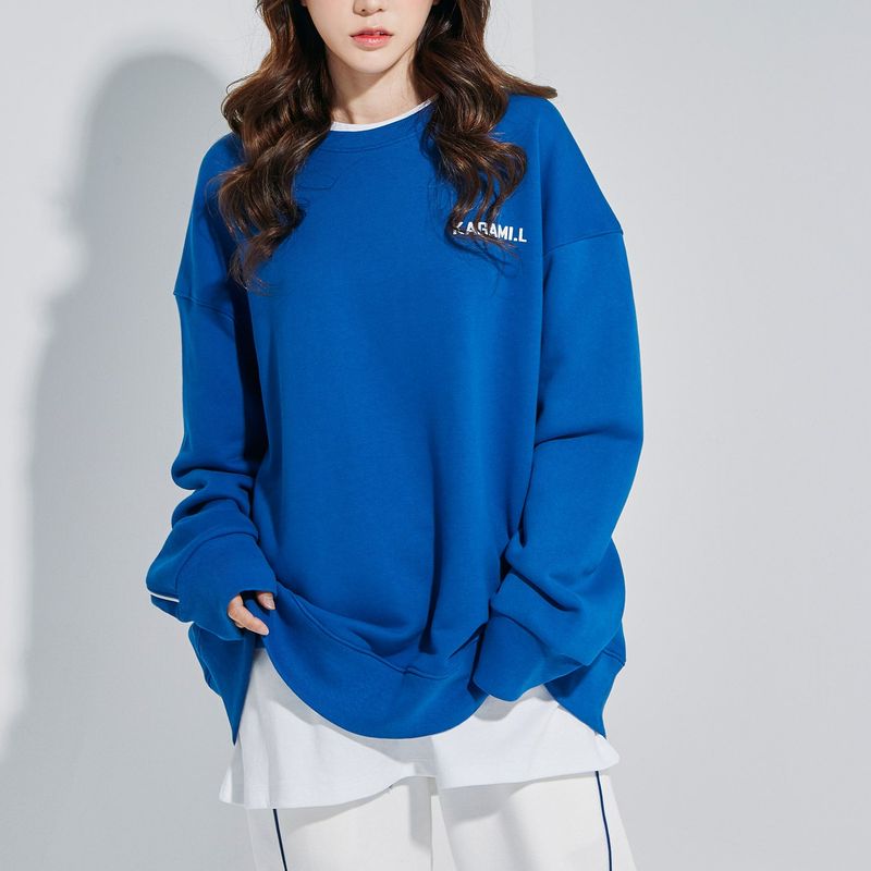 Oversize Back Line Sweat shirt Blue