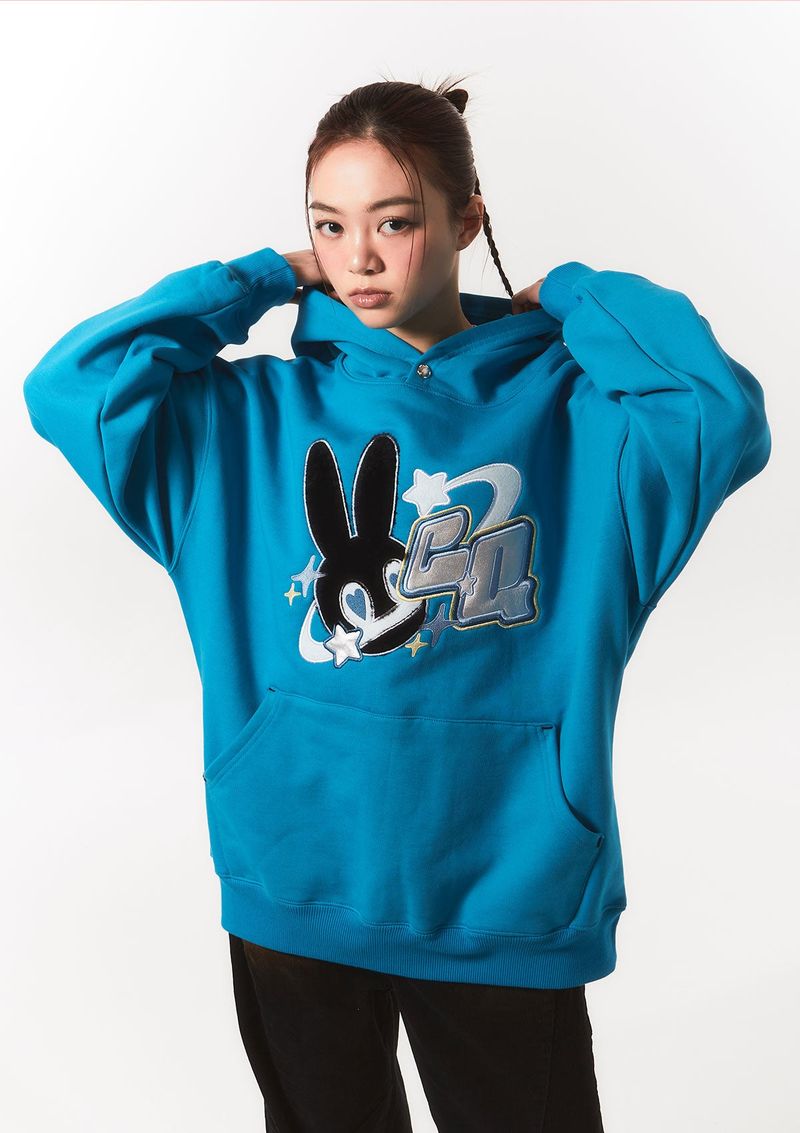 fur bunny planet hoody - blue