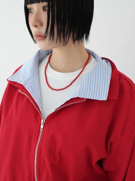 STRIPE COLLAR LAYERED JUMPER