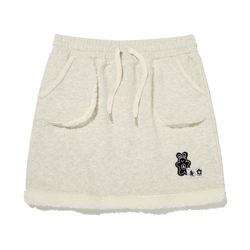 KIRSH（キルシー）の「WITTY BUNNY NOMAD FUR MINI SKIRT [OATMEAL]（Skirts）」