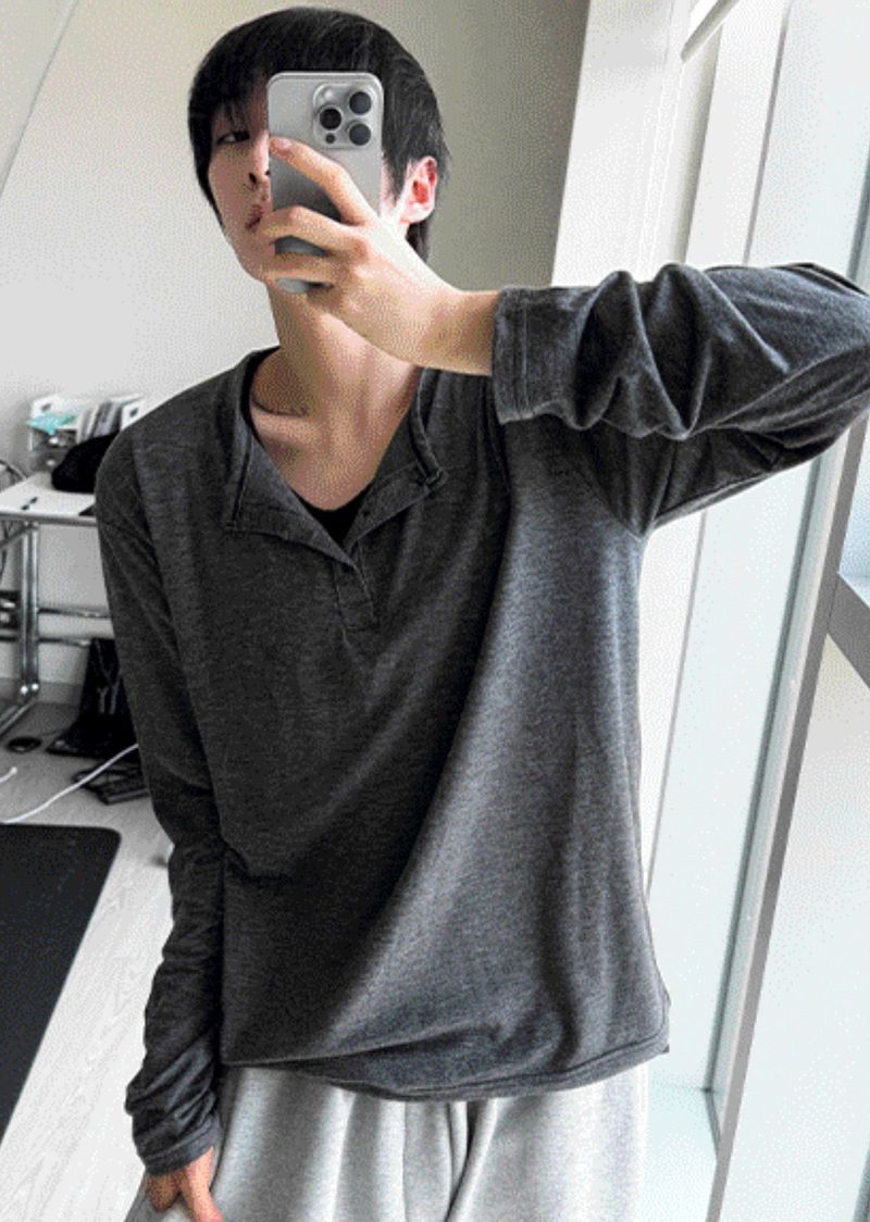 Layered Henley Neck Tee