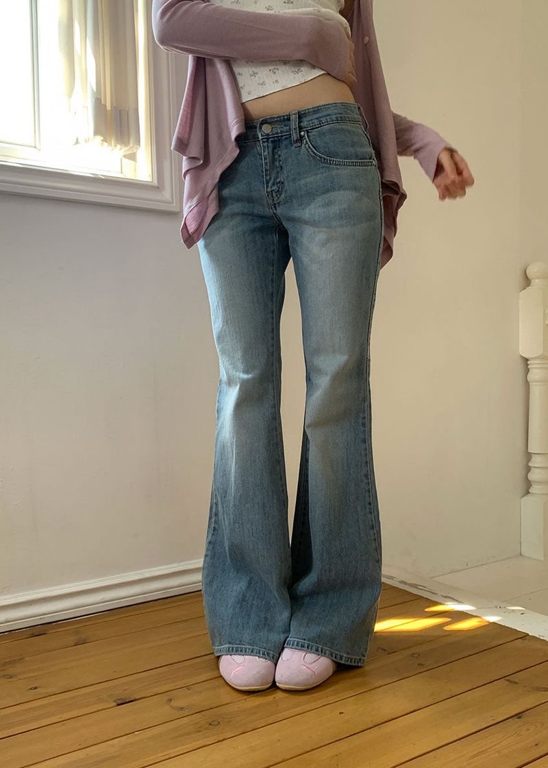 PINK STITCH LOW BOOTS CUT DENIM