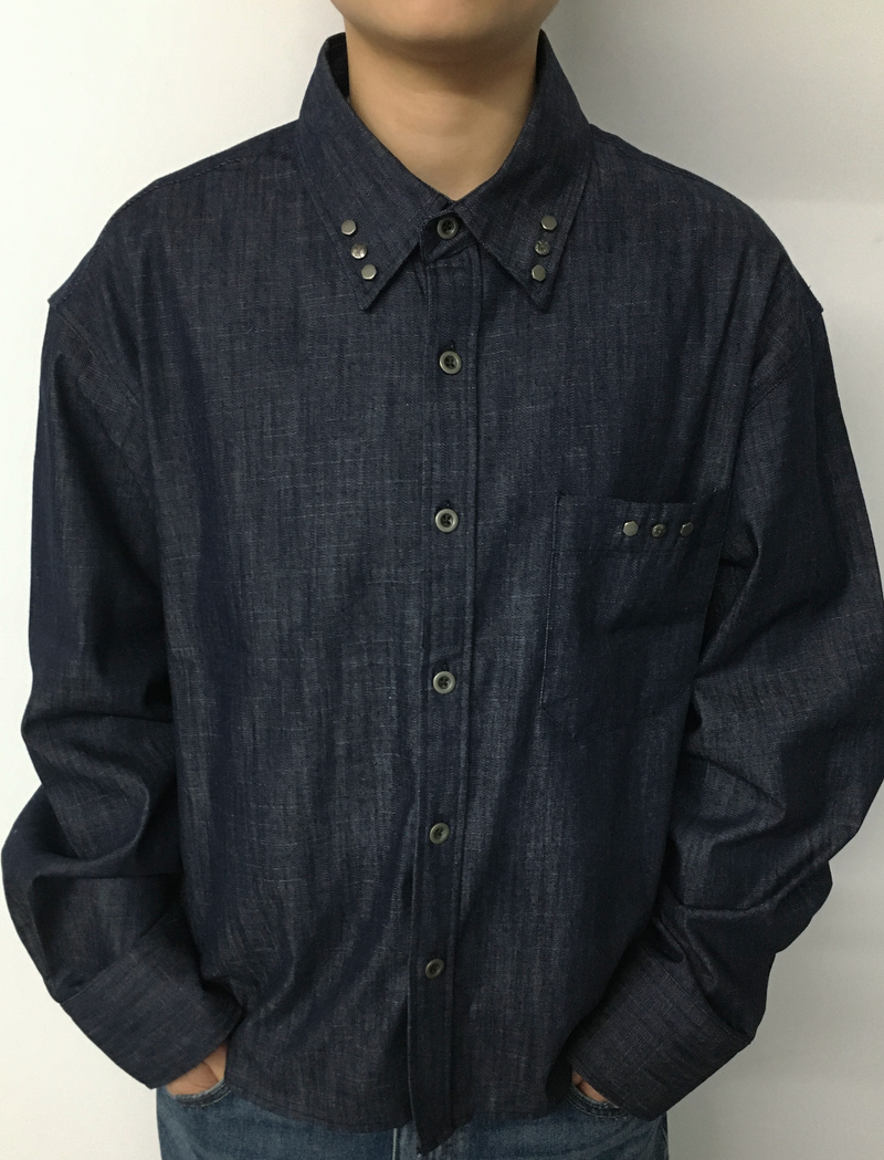 Non-fade Denim Cropped Shirt