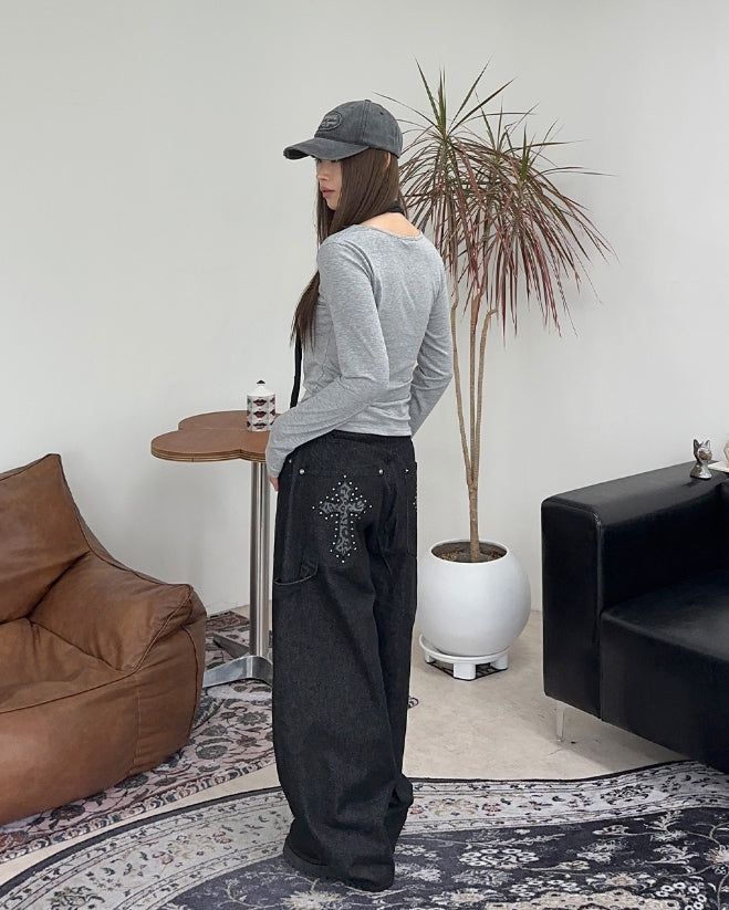 Cardin Leopard Cross Denim Pants