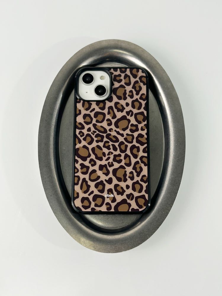 Leopard Magsafe Glass Bumper Case(Brown)