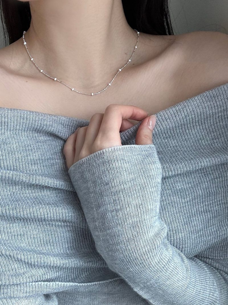 [silver 925] silver white bead necklace