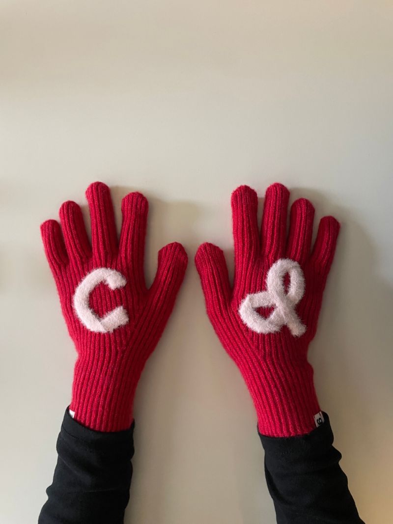 CUSTOM INITIAL KNIT RIBBON GLOVES