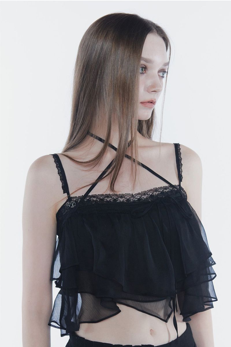 PAIN OR PLEASURE（ペインオアプレジャー）の「MERMAID FRILL TOP black（Tops）」