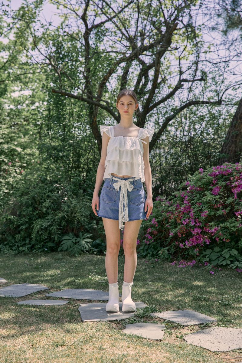 RIBBON FRILL TOP