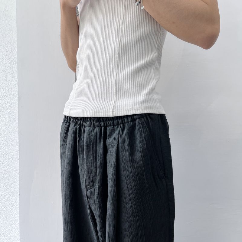 Textured Draped Wide Pants