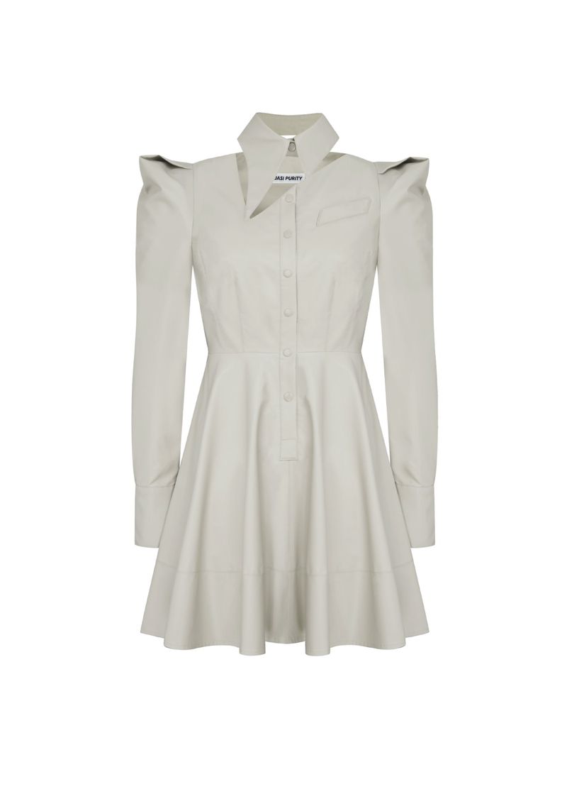 VEGAN LEATHER FLARED DRESS