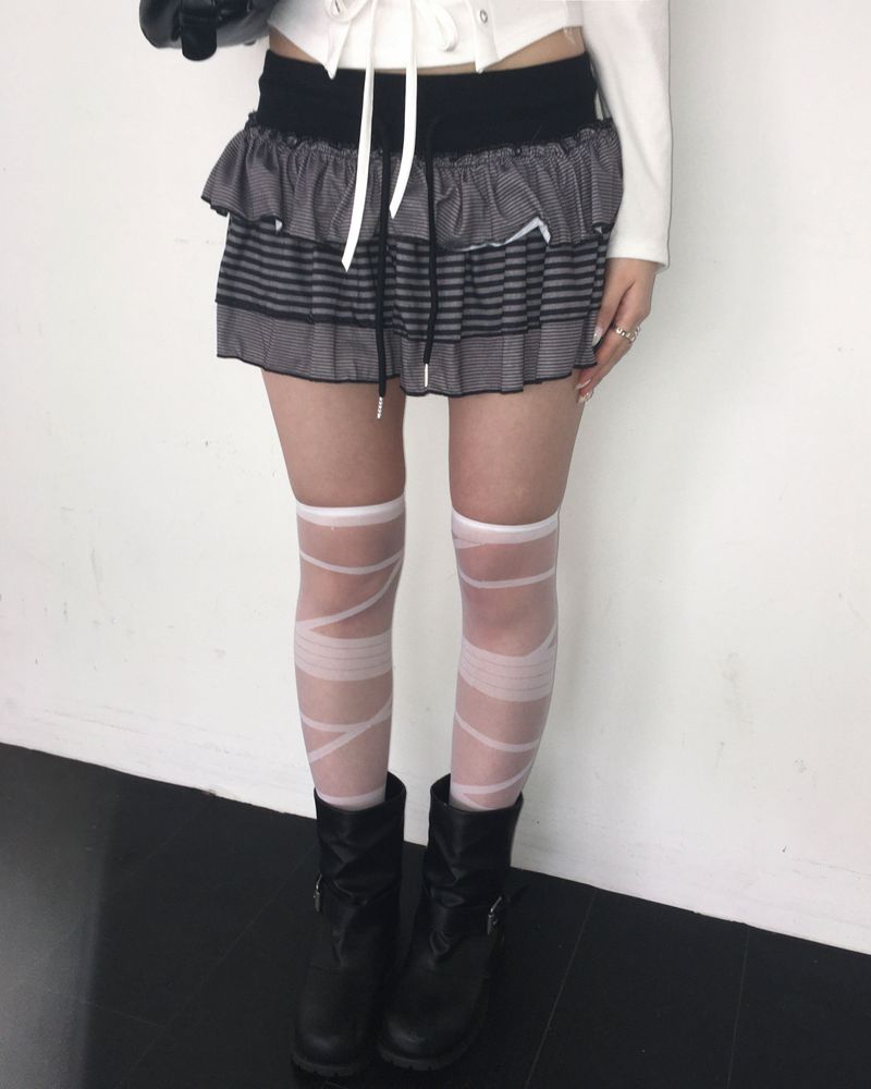 Stripe firll cancan skirt