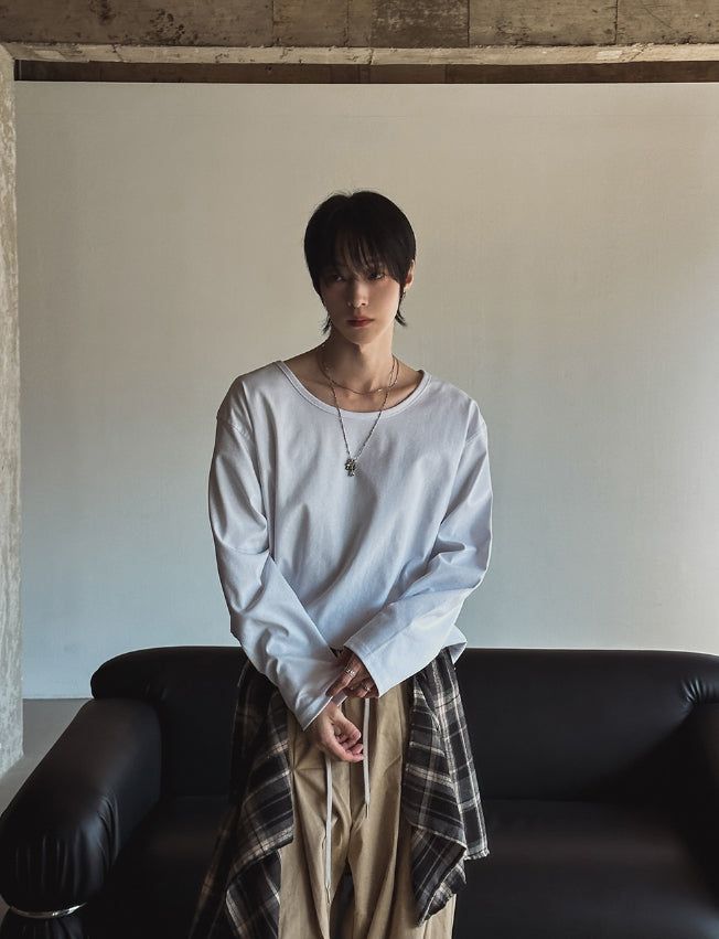 Neutral Basic U-Neck Long Sleeve T-Shirt