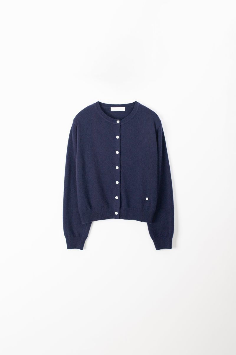 Camel round cardigan (Navy)