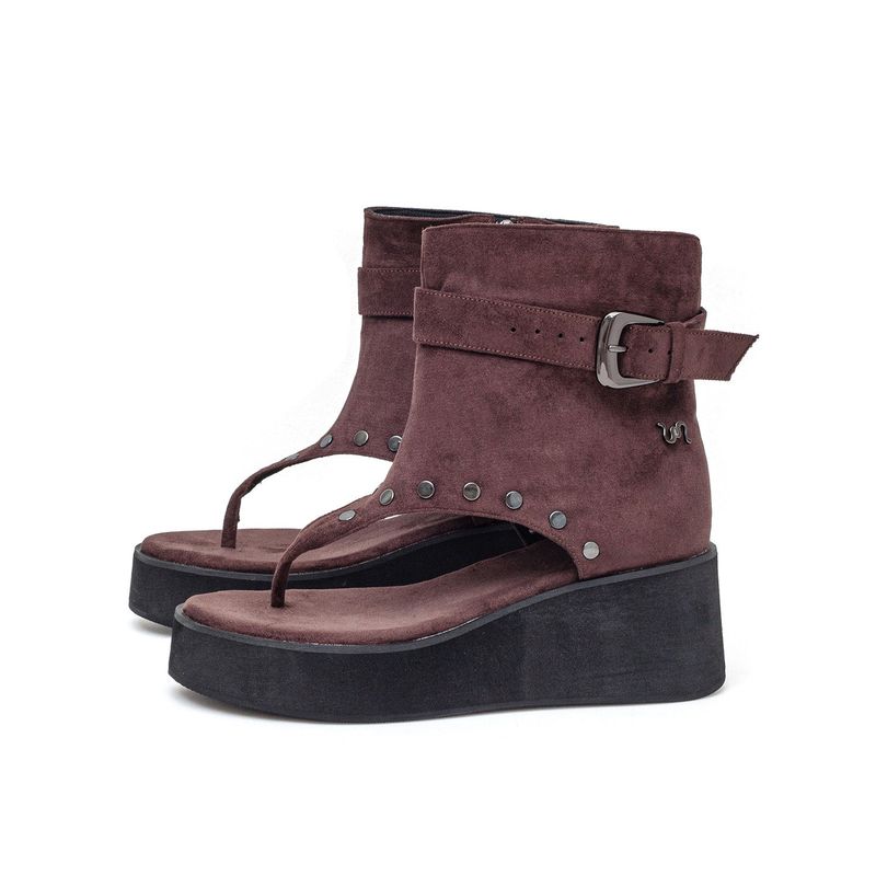 Studded Platform Sandal Boots(Brown)
