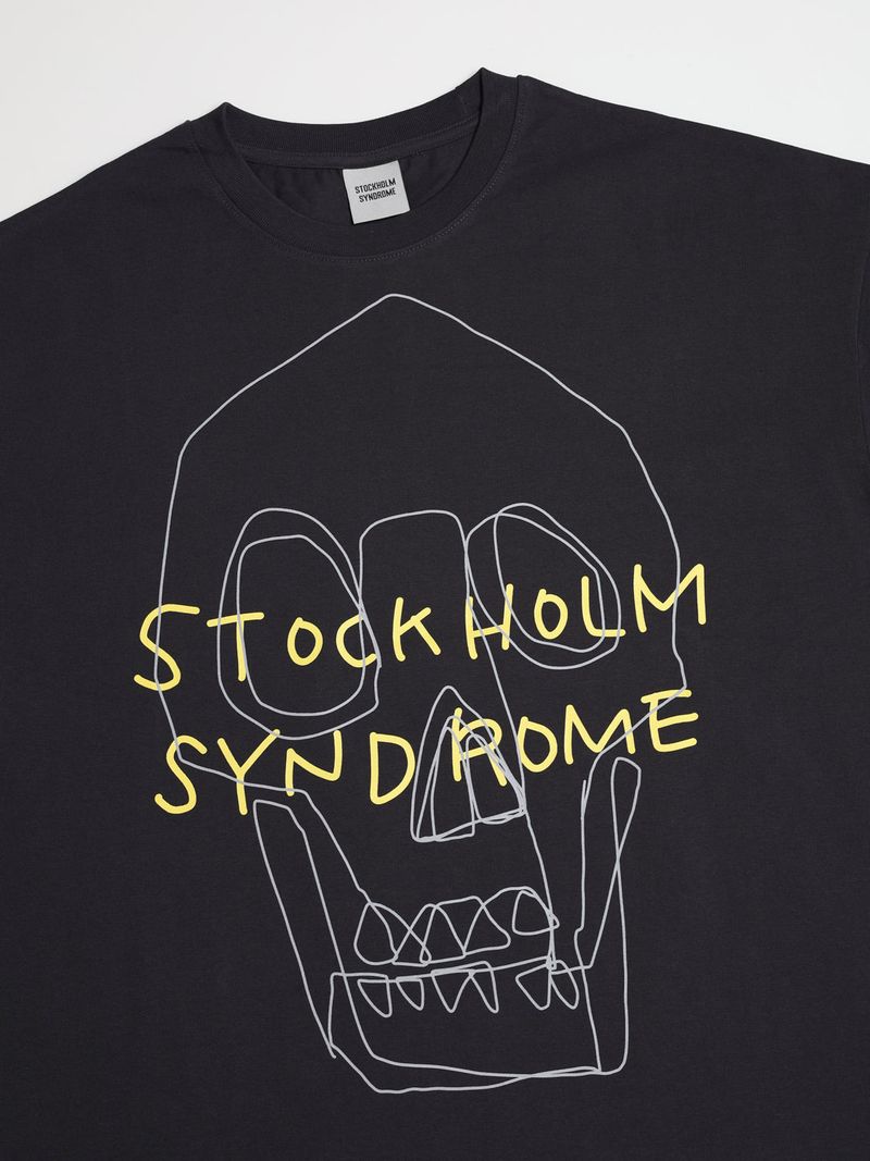 ラインスカルTシャツ - チャコール