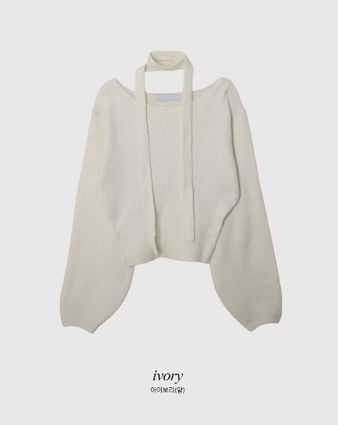 PV One Shoulder Knit + Tie Set (6color)