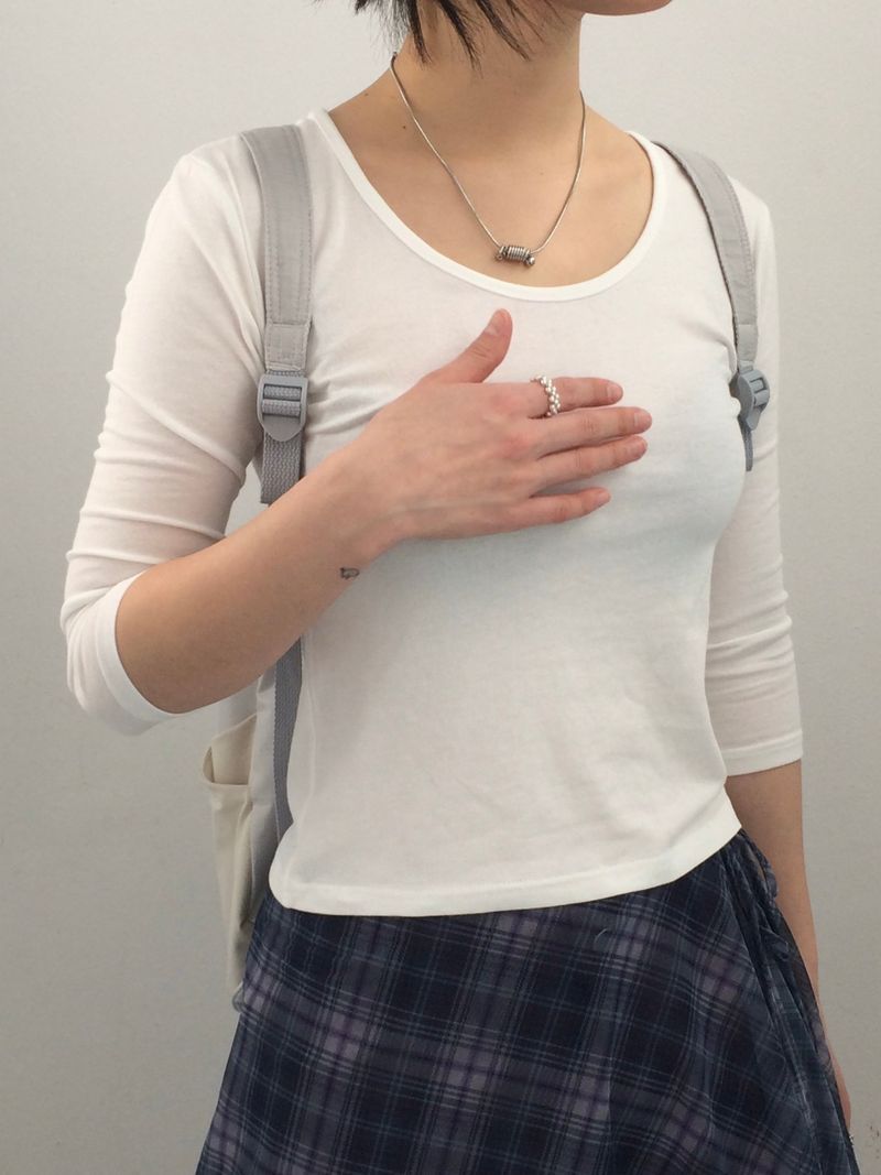 U-Neck Three-Quarter Slim Line Cotton Top