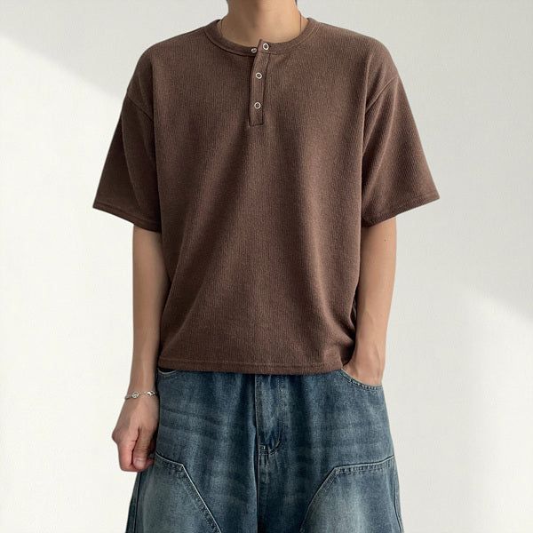 voarc（ボアク）の「Dilts Snap Henley Neck Short-Sleeved Knit T-shirt (5 colors)（Tops）」
