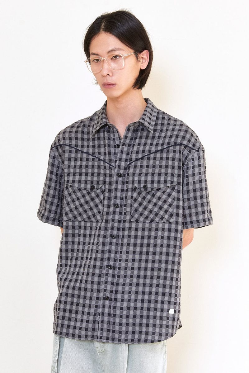 ALARM LINE WESTERN SHIRT GRAY_MAN