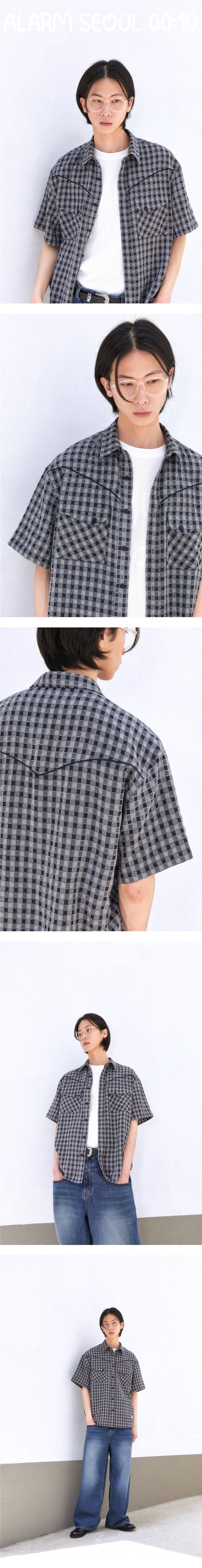 ALARM LINE WESTERN SHIRT GRAY_MAN