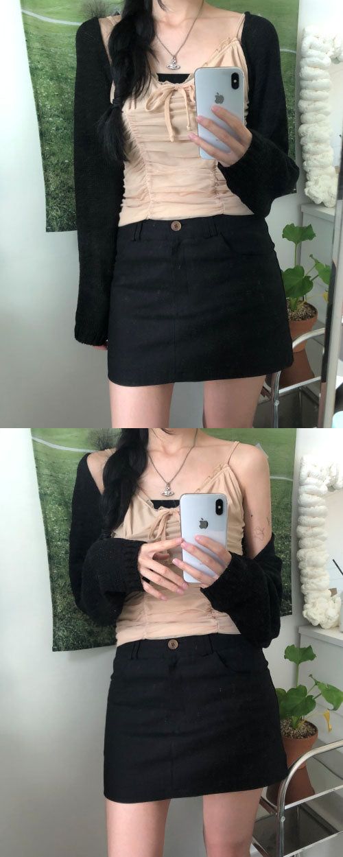 Lace shirring bustier (4 colors)