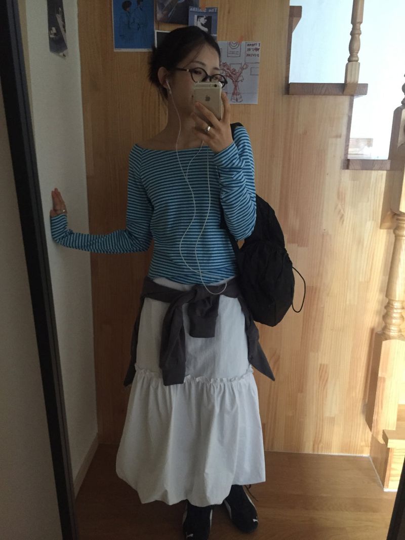 pumpkin nylon long skirt