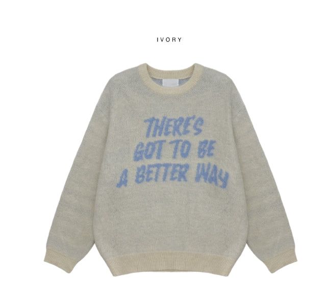 Berry Hairy Lettering Knit