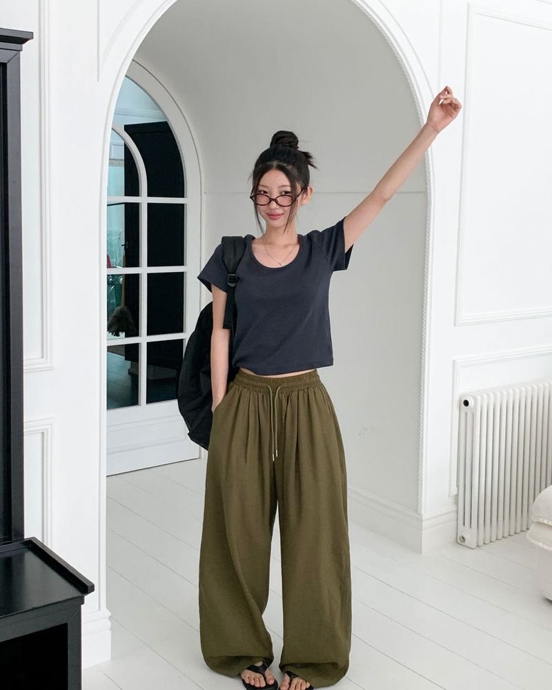 [MADE] Texture, Linen Pintack Wide Pants