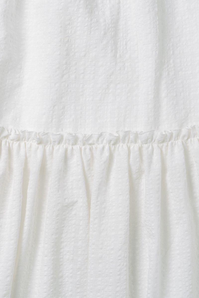 Gather check shirring skirt_ivory