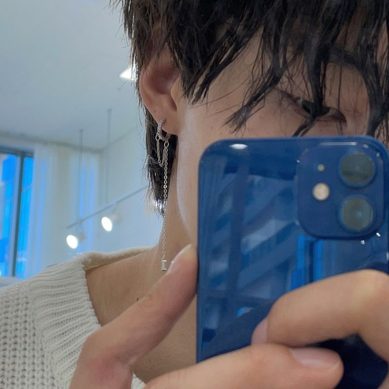 chain layered earring (925silver)