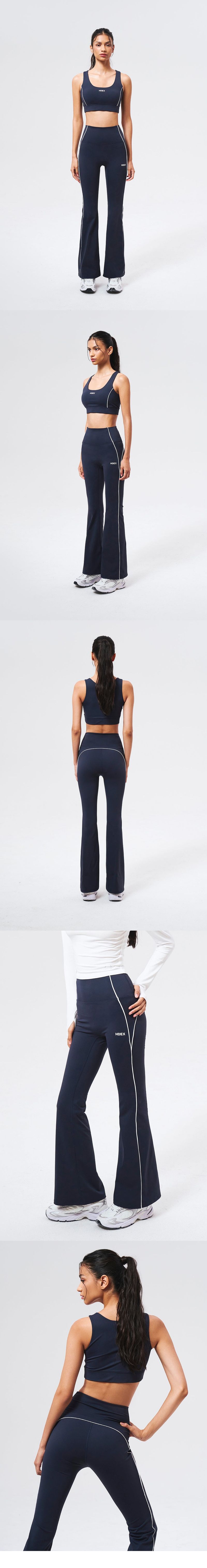 Womens Support Piping Bootcut Leggings Navy