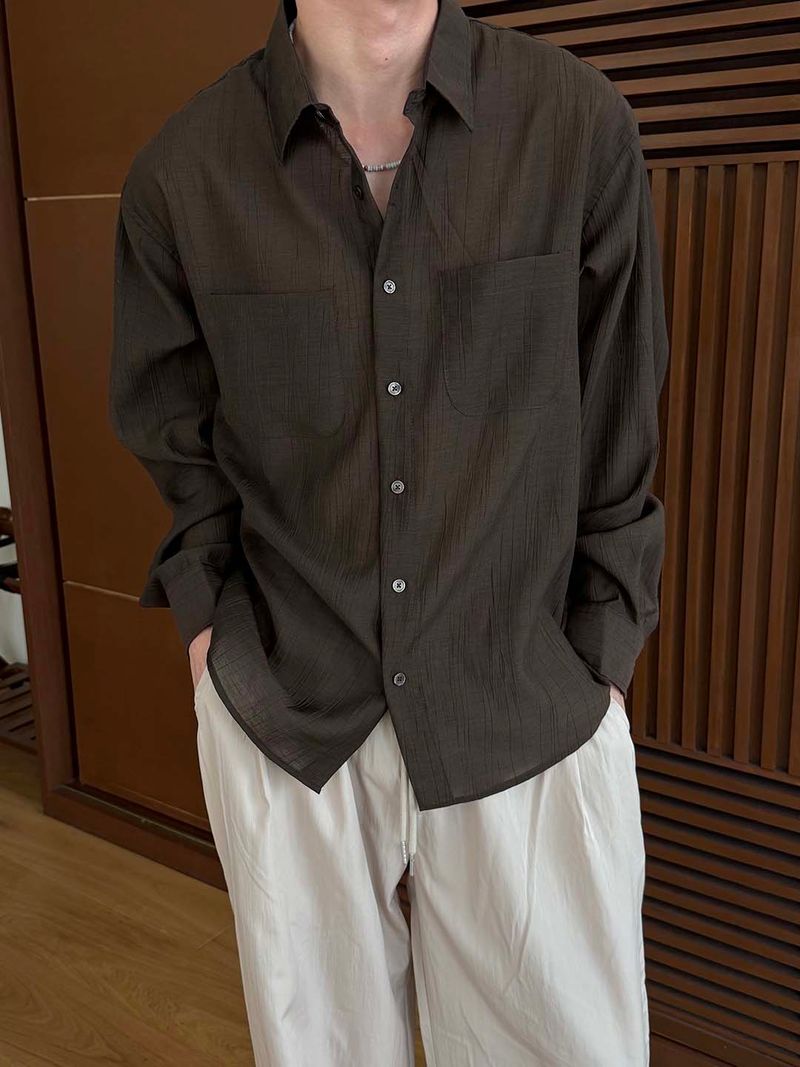 Mood wrinkle two pocket shirts(3color)