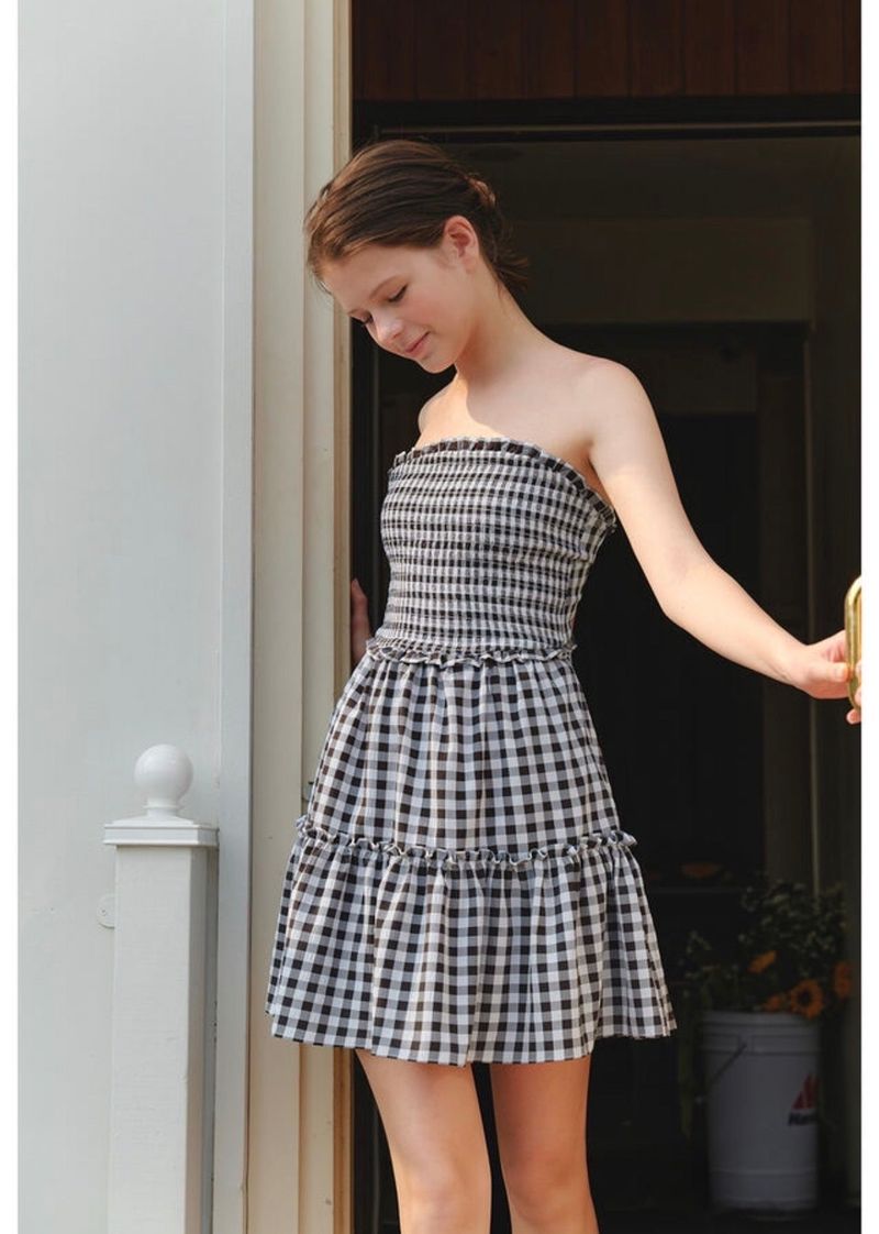 Marie Check Dress Black