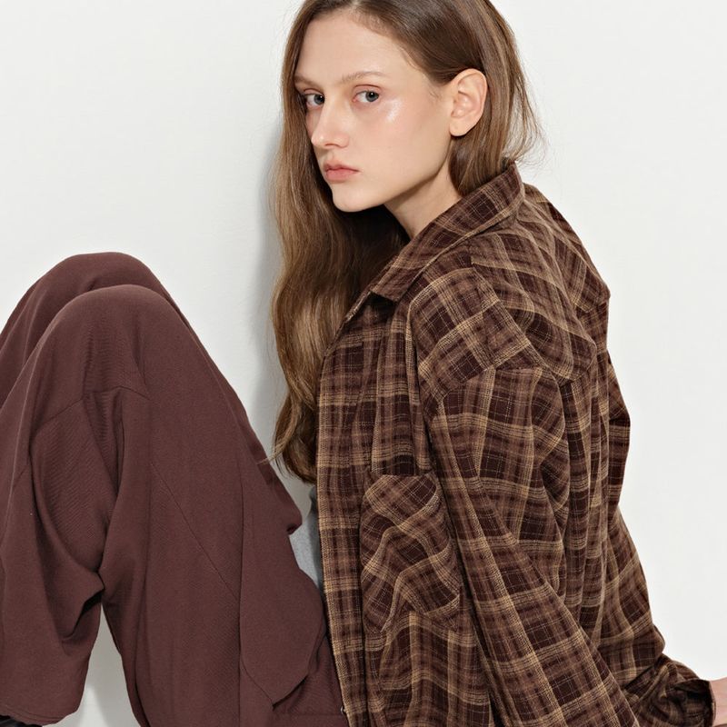 Brighten（ブライトン）の「Oversized Check Shirt Brown（Tops）」